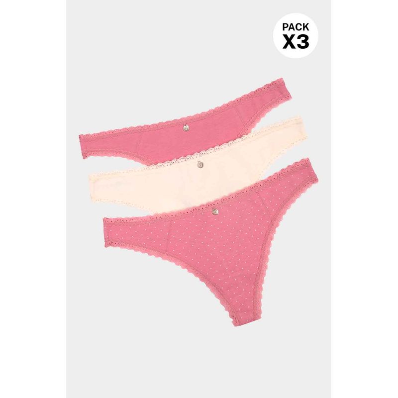 Panty brasilera paquete x3 elaborado en algodón transpirable