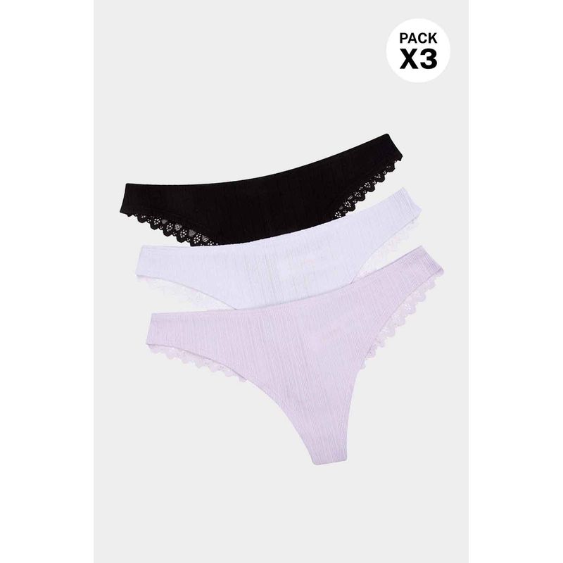 Brasilera confeccionada en algodón acanalado paquete x3