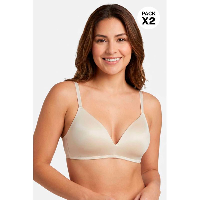 Brasier en copa triangular en microfibra satinada paquete x2