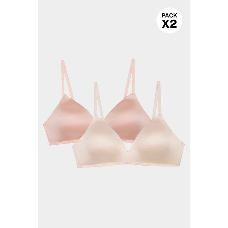 Brasier en copa triangular en microfibra satinada paquete x2