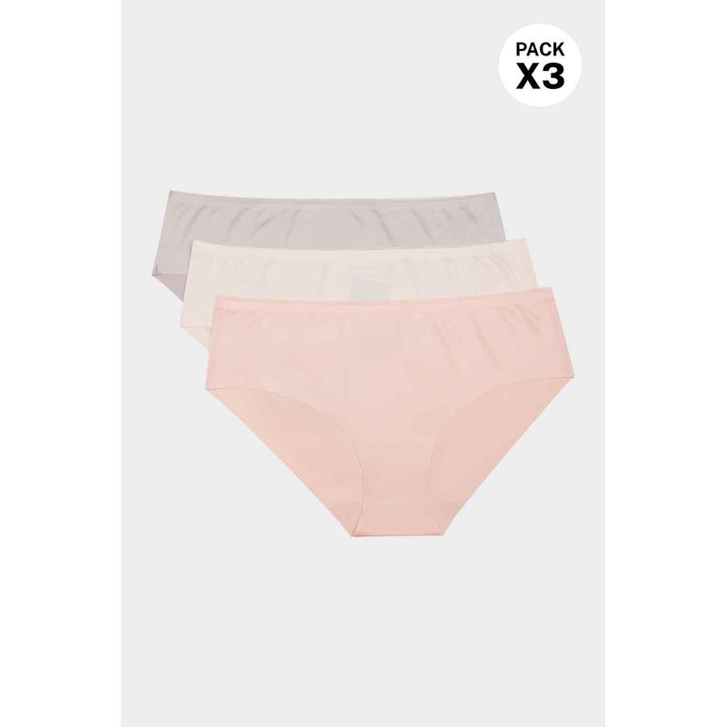 Panty tipo hipster elaborado en microfibra satinada paquete x3