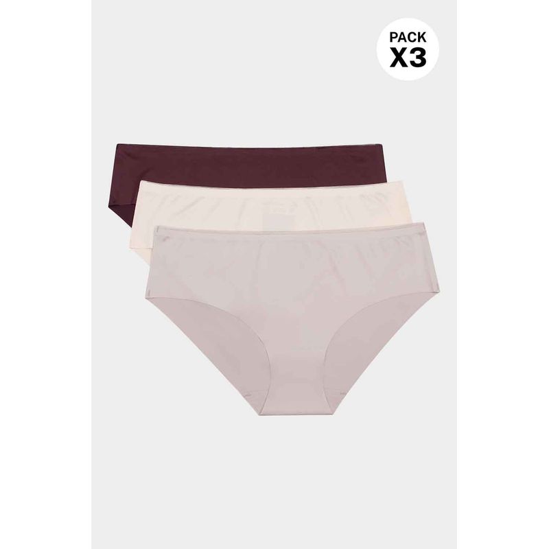 Panty tipo hipster elaborado en microfibra satinada paquete x3