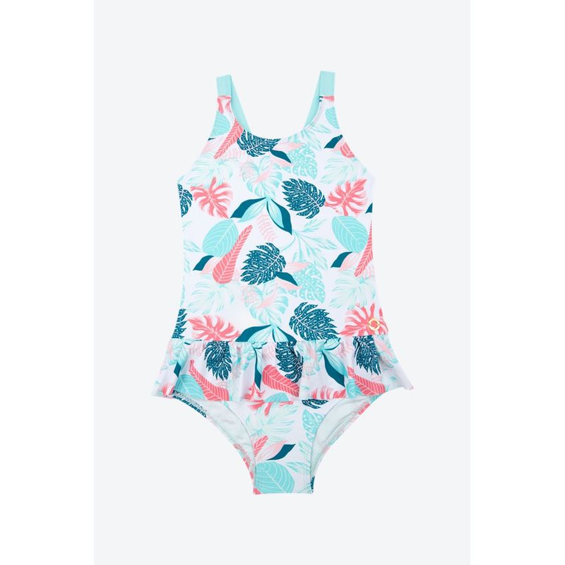 Vestido de baño tipo enterizo para niña en microfibra