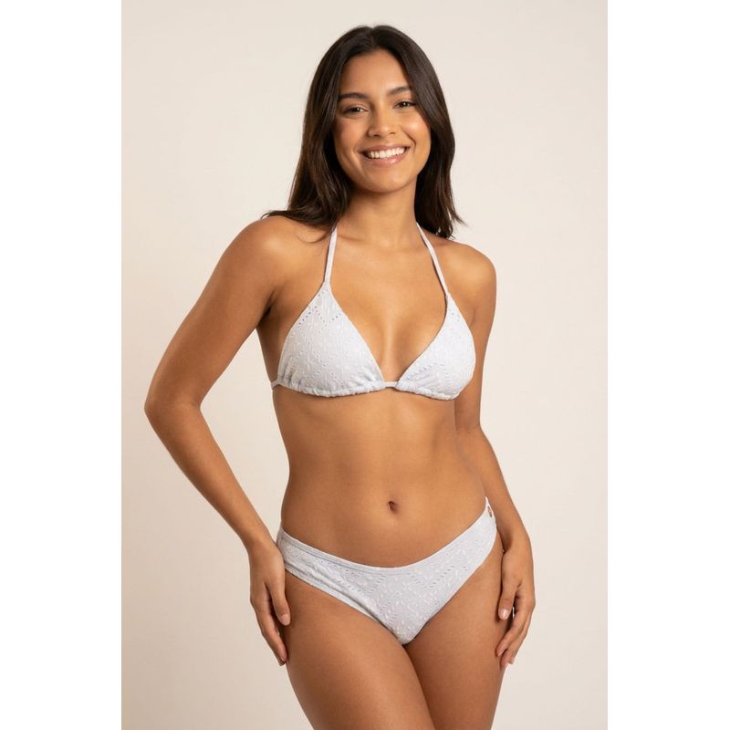Vestido de baño con textura de ojalillo tipo bikini