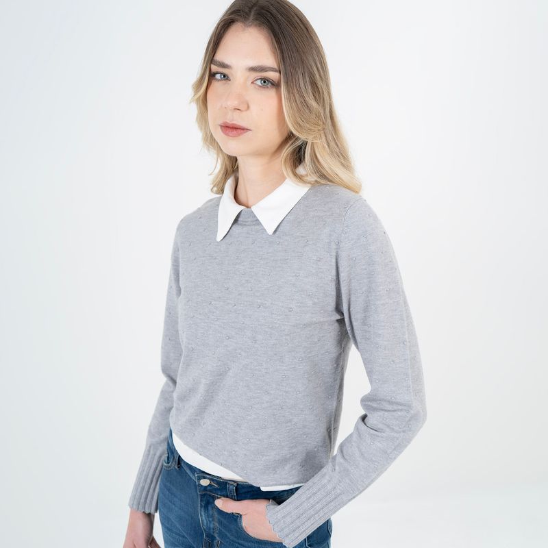 Sweater Cuello Redondo Manga Corto