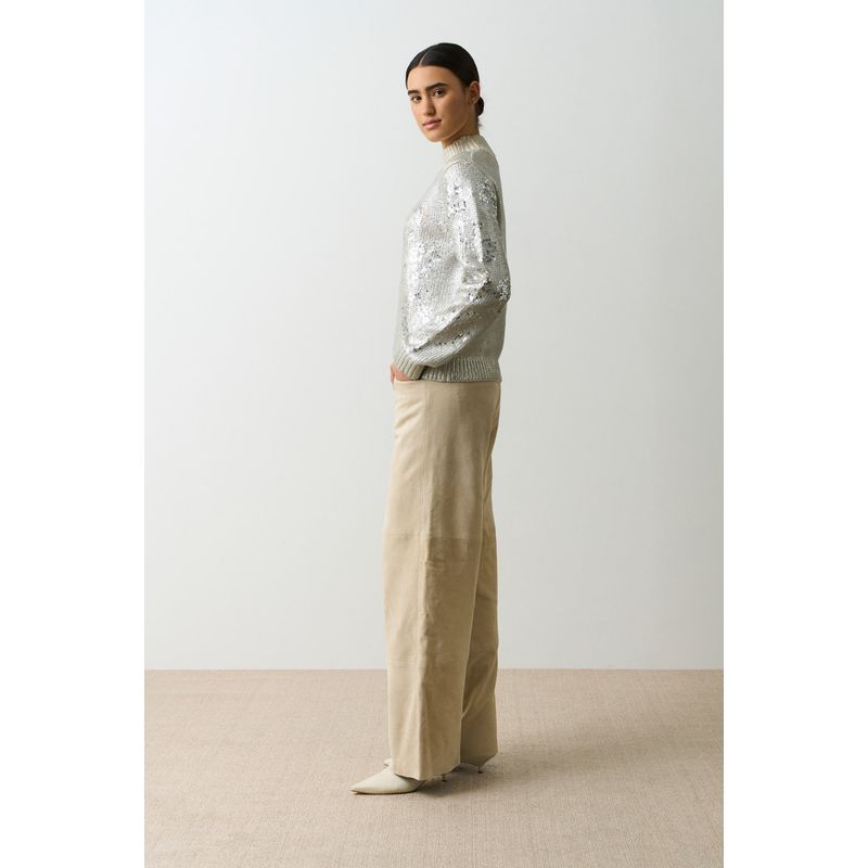 Sweater tejido de cuello alto para mujer Nacarina