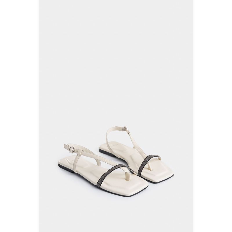 Sandalia plana Sirio de cuero para mujer detalle millaré