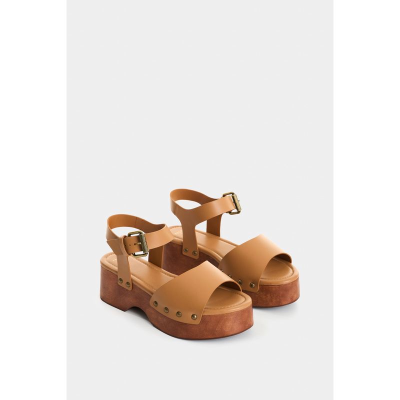 Sandalia plataforma de cuero para mujer Waves