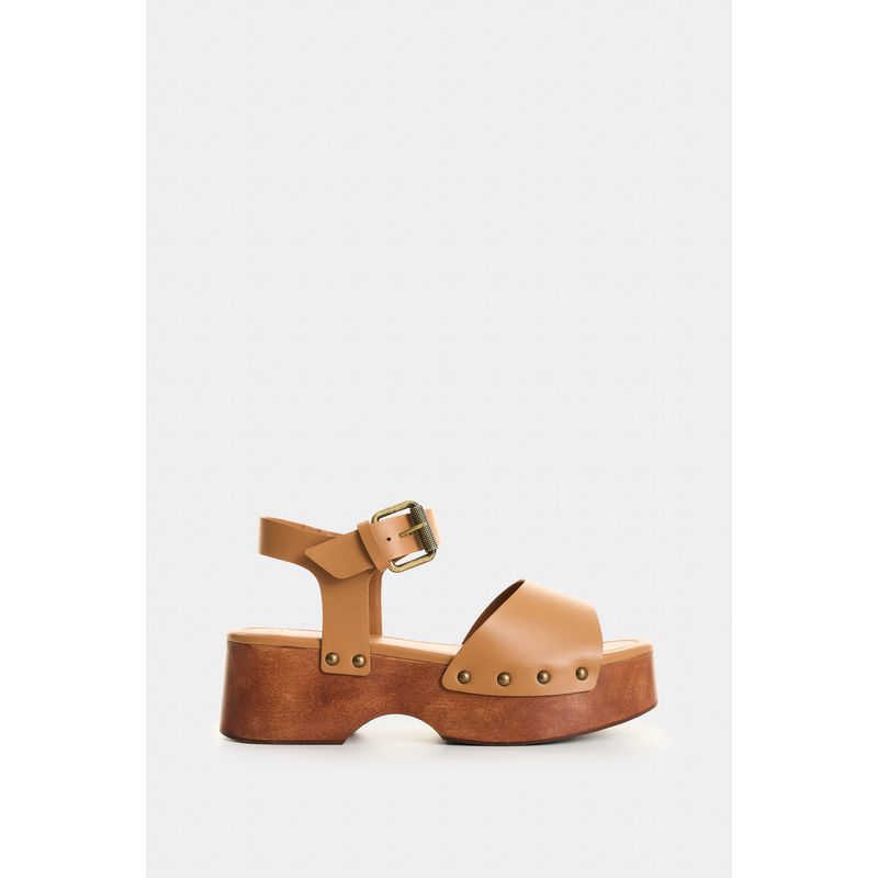 Sandalia plataforma de cuero para mujer Waves