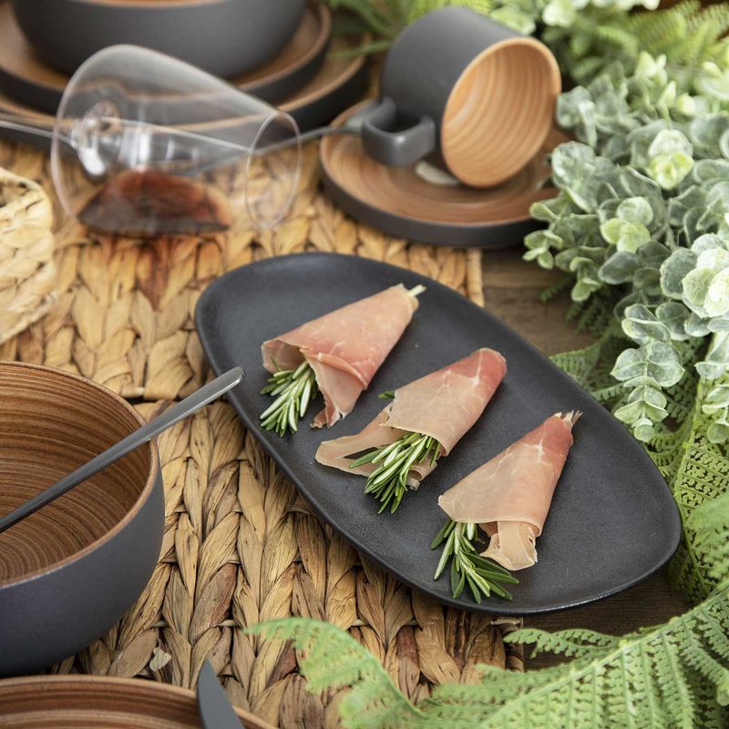 Bandeja oval negro mate 30cm