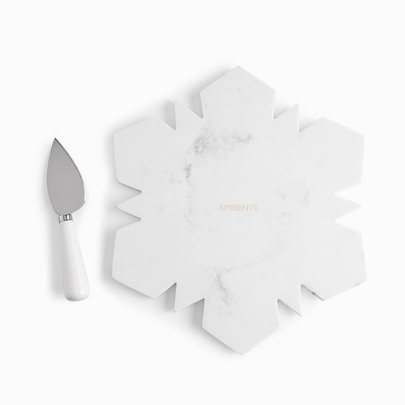 Set tabla snowflake y cuchillo quesos