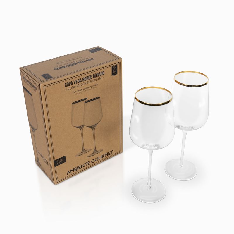 Copa vega borde dorado en cristal 750 ml setx2