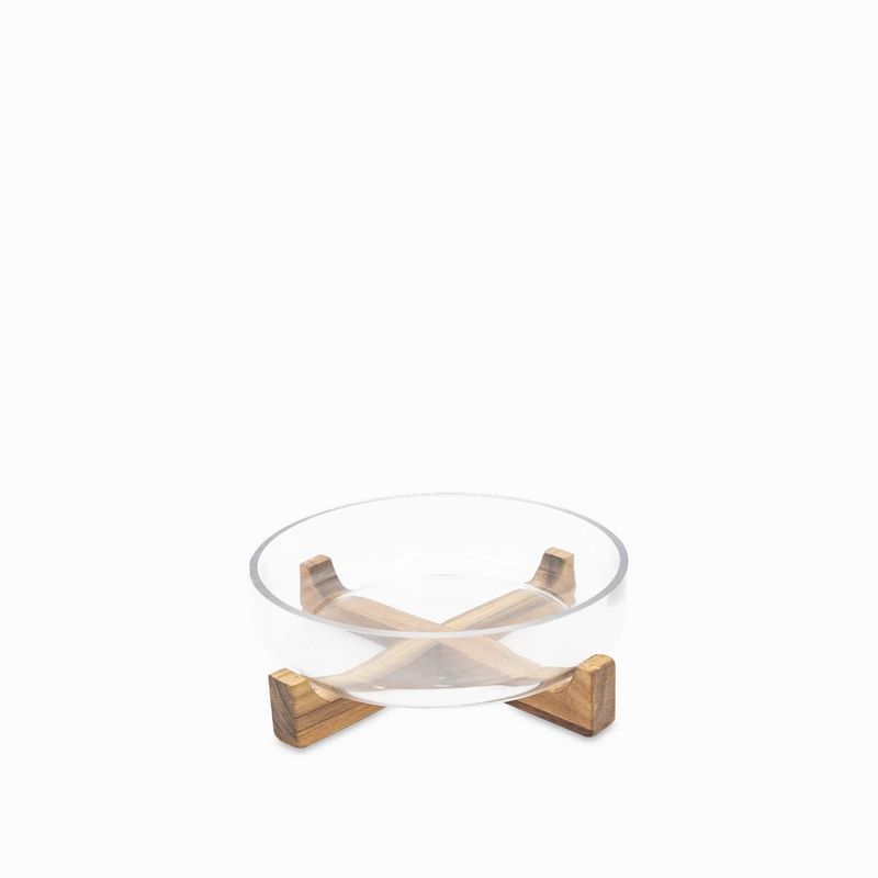 Ensaladera vidrio base madera
