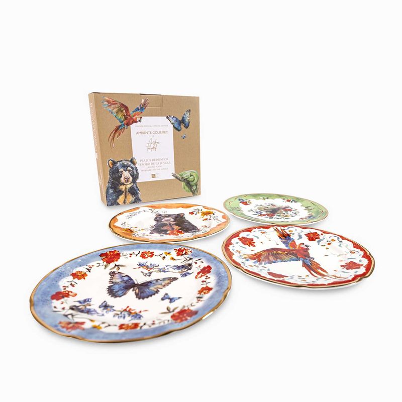 Plato Tesoro jungla redondo 20cm setx4