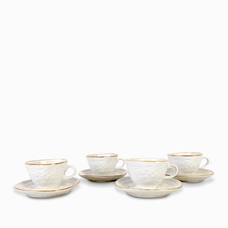 Pocillo y plato arena 250ml set x4