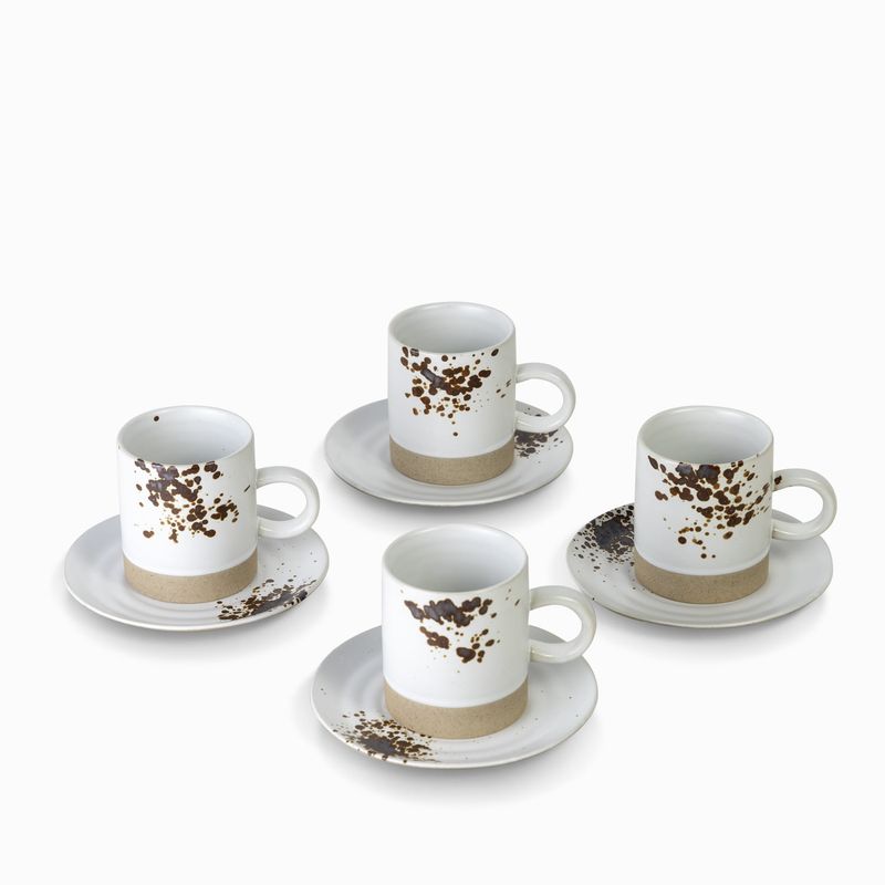 Pocillo y plato gayra blanco 200ml setx4