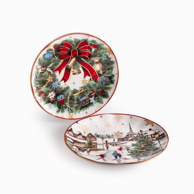 Plato principal Noche Buena snow crownville 26cm setx2