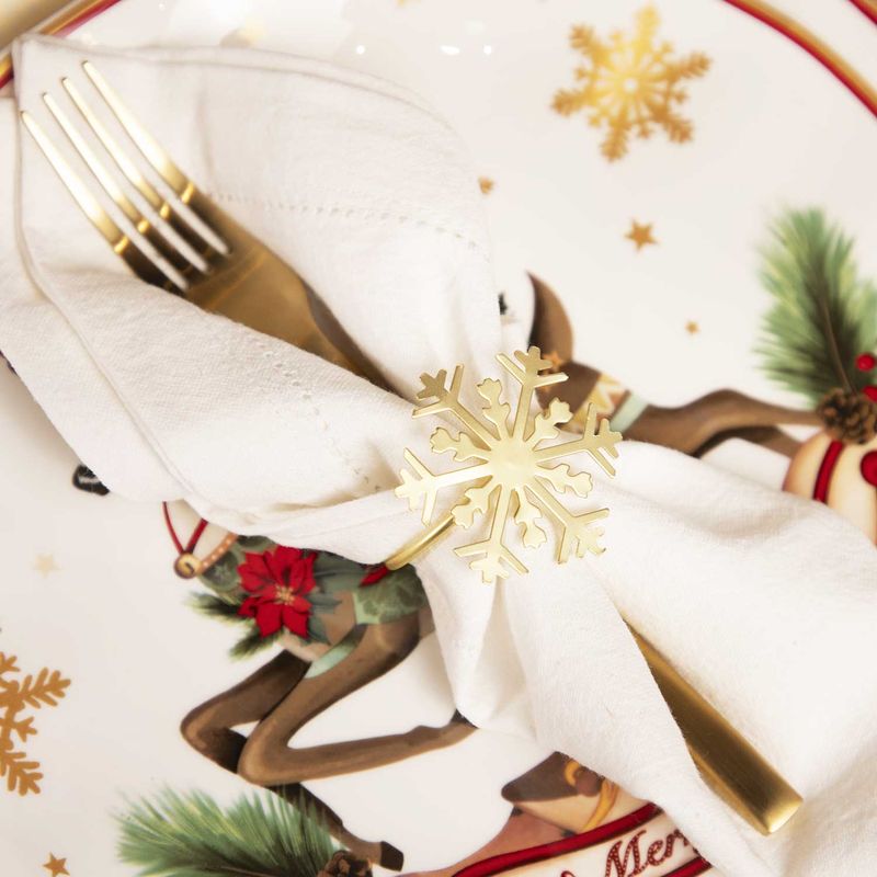 Aros de servilletas snowflake dorado setx4