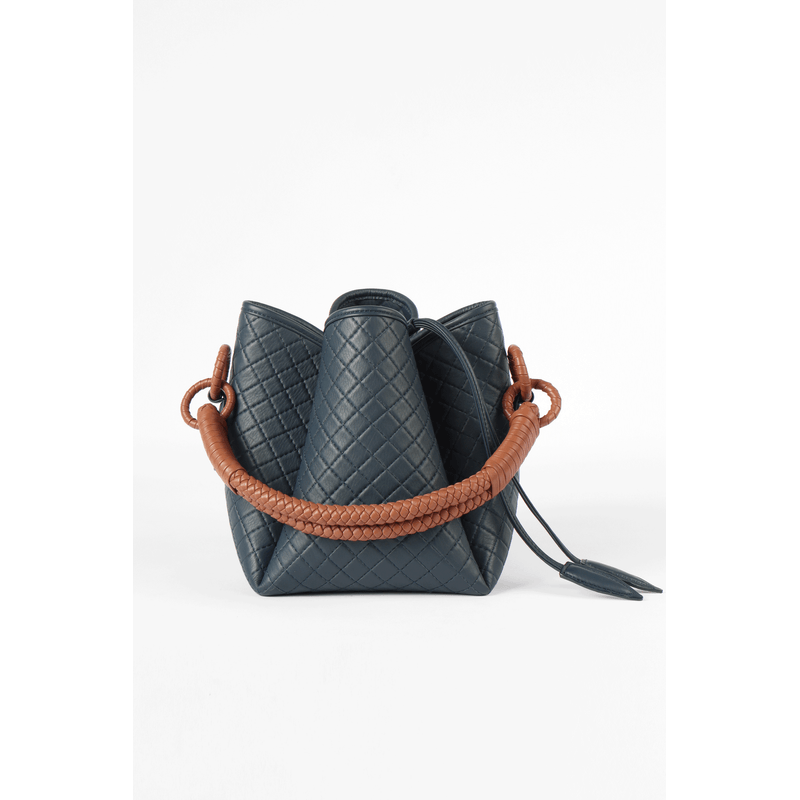 Tulip Bucket Bag, Navy Blue & Brandy