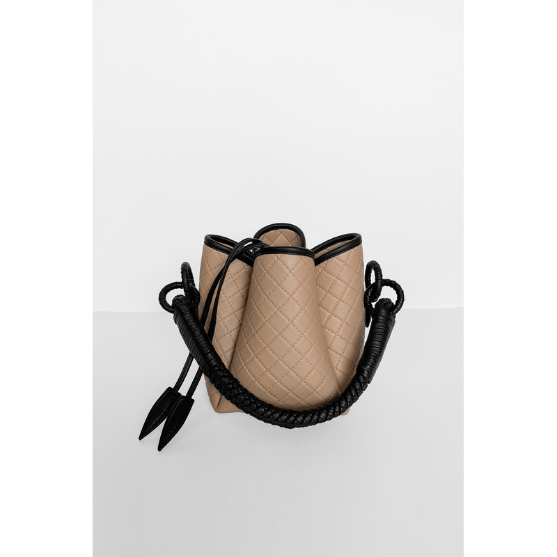 Tulip Mini Bucket Bag, Cappuccino & Black