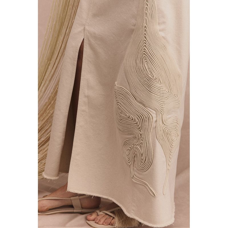 Falda arena blanca orgánico con bordado