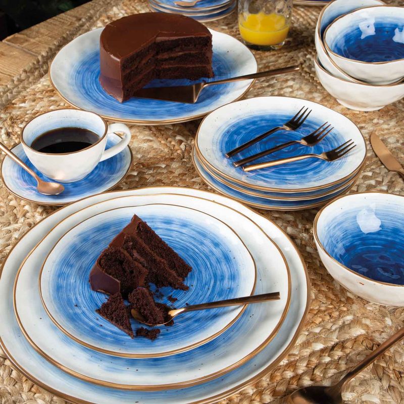 Plato tronco azul 21.5 cm set x 4