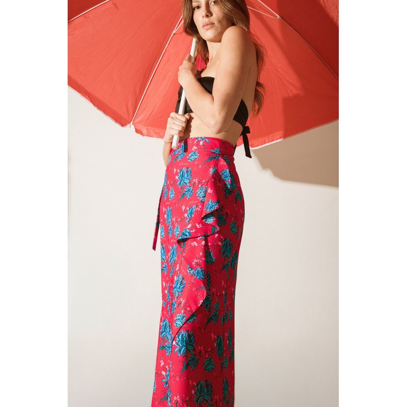 Falda Osaka Peonias Rojo