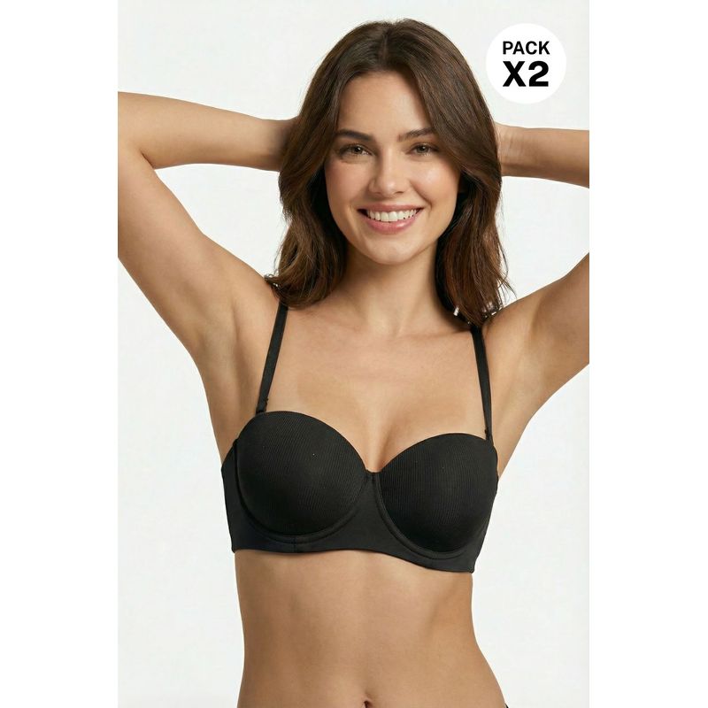 Brasier tipo strapless elaborado en microfibra paquete x2