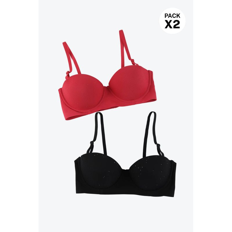 Brasier tipo strapless elaborado en microfibra paquete x2