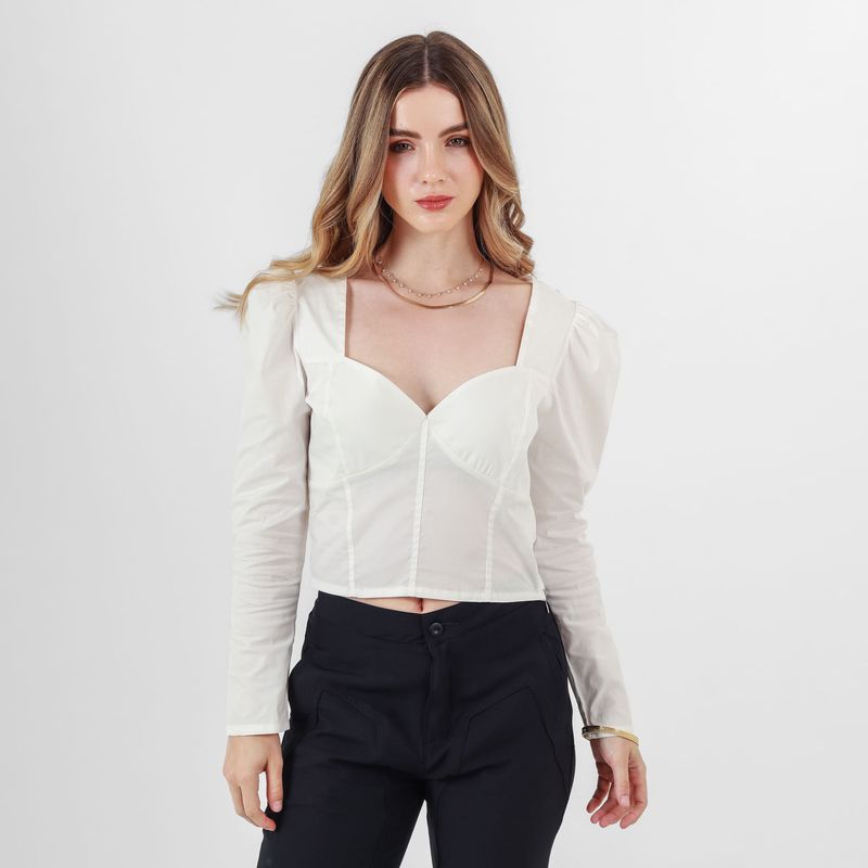 Blusa Cuello V Manga Larga
