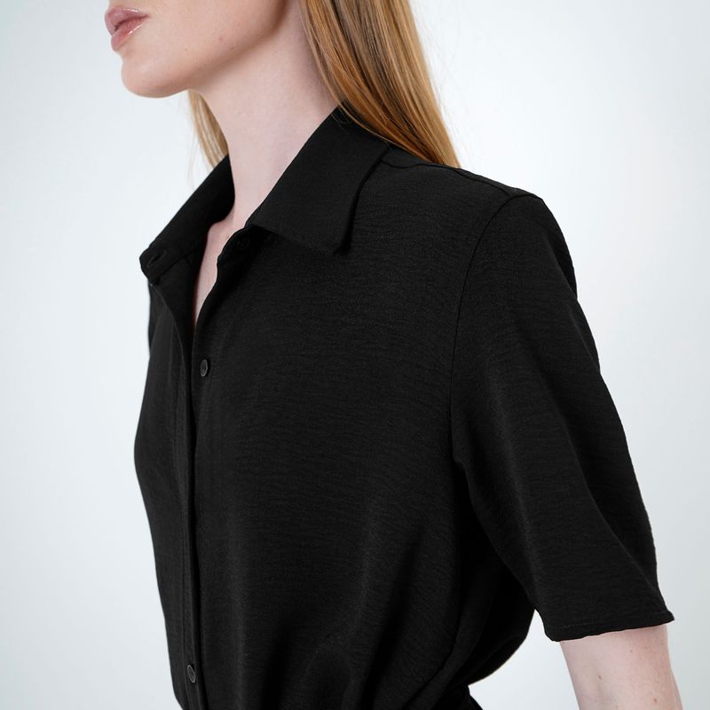 Vestido Cuello Camisero Manga Corta