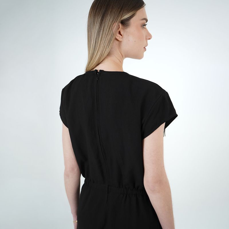 Vestido Cuello V Manga Corta