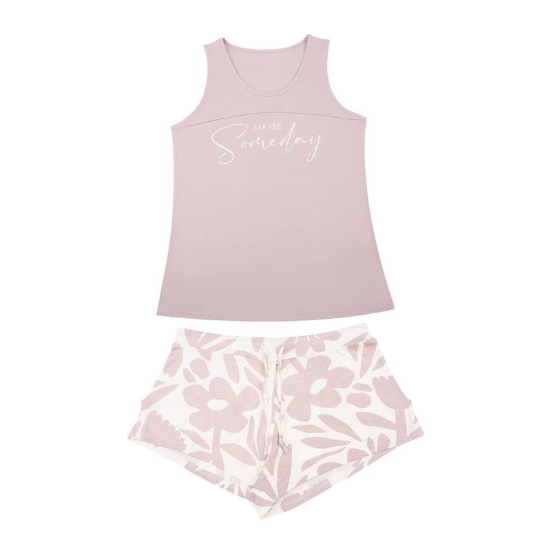 Conjunto de pijama manga sisa con cuello redondo