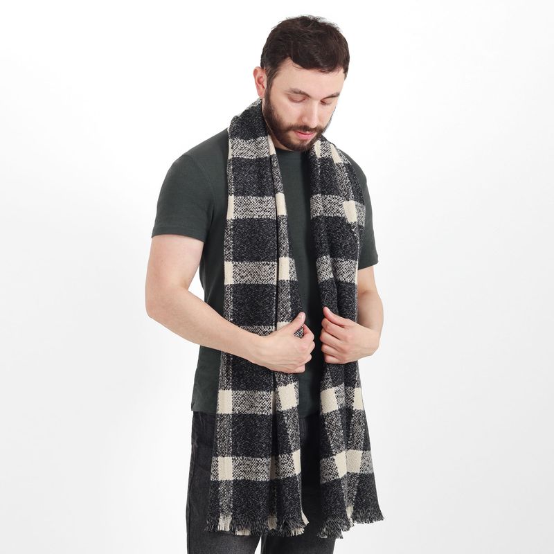 Bufanda Unisex Cuadros Grandes Negro