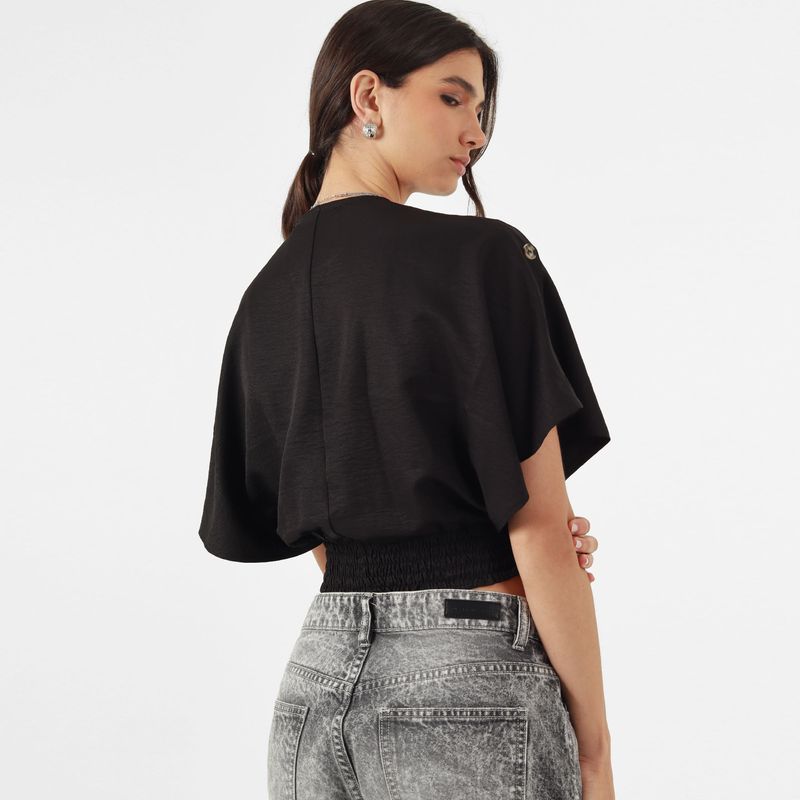 Blusa cuello v manga corta
