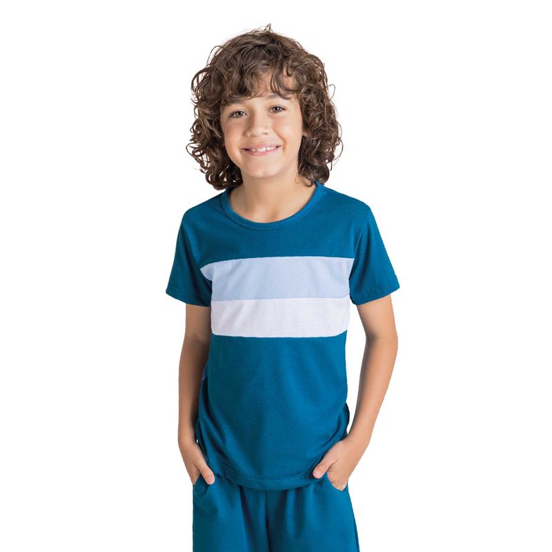 Camiseta Infantil Azul Petróleo Mp 1940