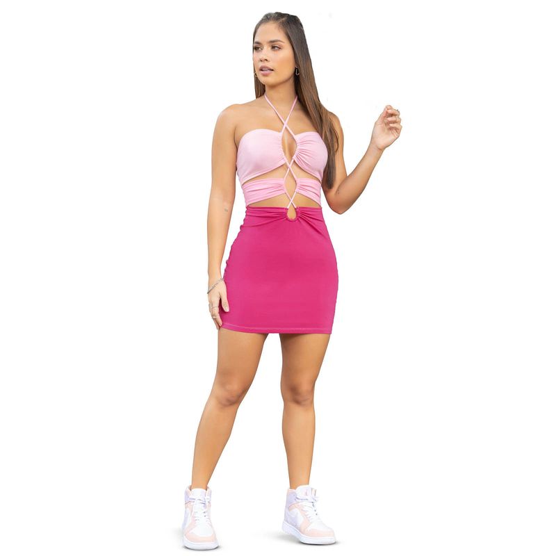 Vestido Corto Mujer Rosado Atypical 5521