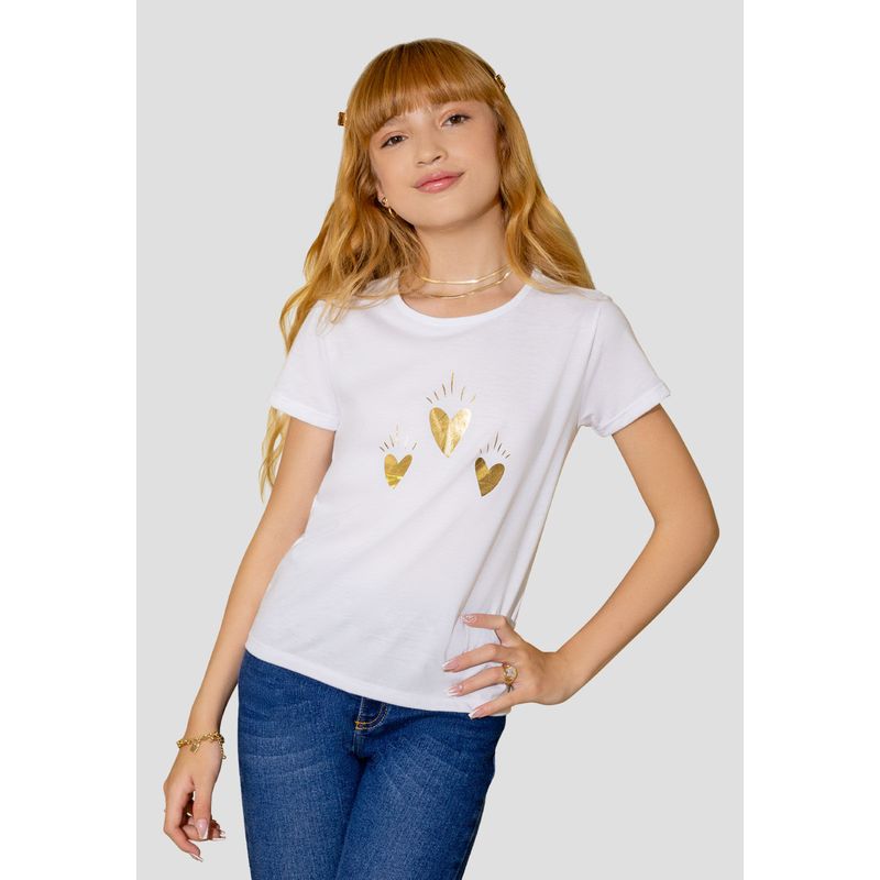 Camiseta Infantil Femenino Blanco Mp 105394