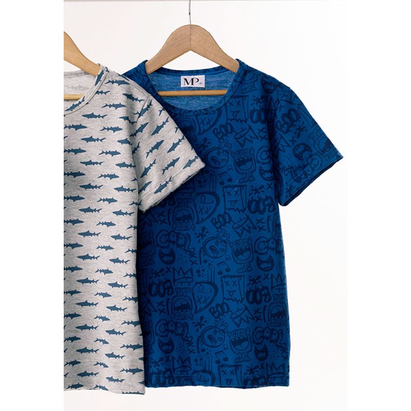Camiseta Infantil Masculino Azul Mp 383