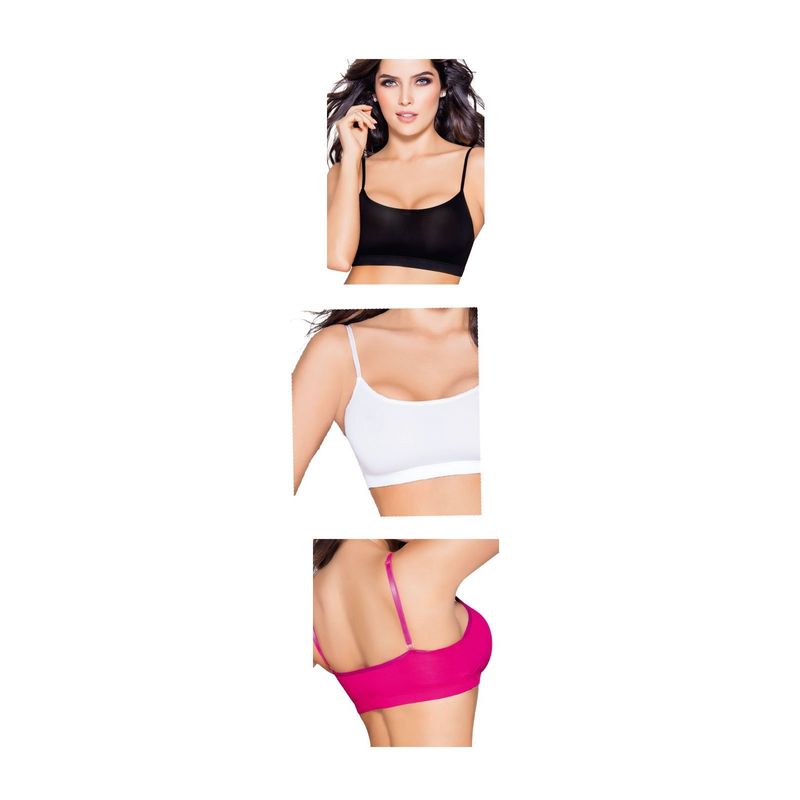 Top Paq X3 Adulto Para Mujer FI -Blanco/Negro/Fucsi