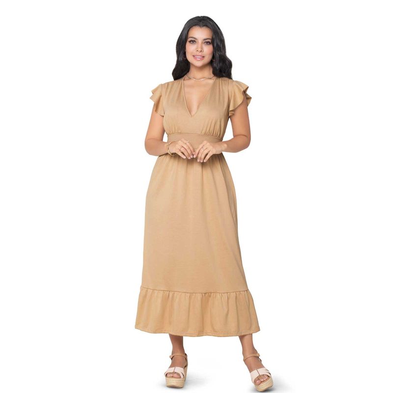 Vestido Largo Mujer Beige Mp 869