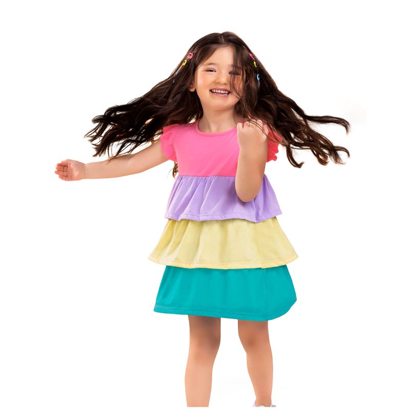 Vestido Infantil Multicolor Mp 7467