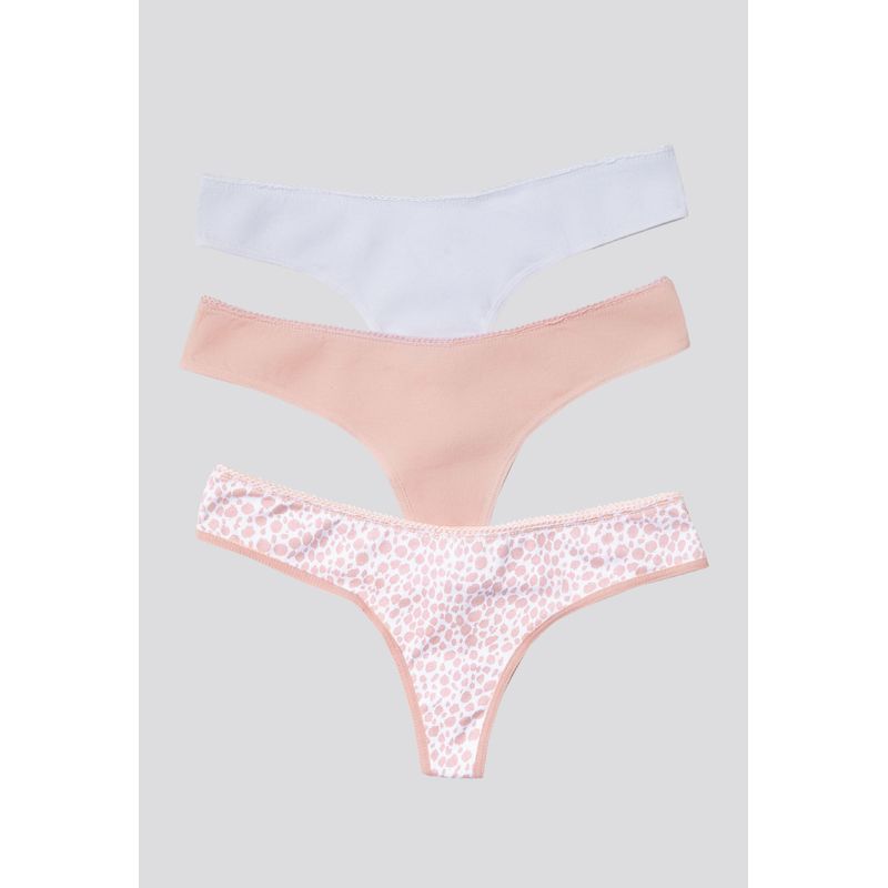 Brasilera Paq X3 Mujer Blanco/Rosa/Estampado FI 96636