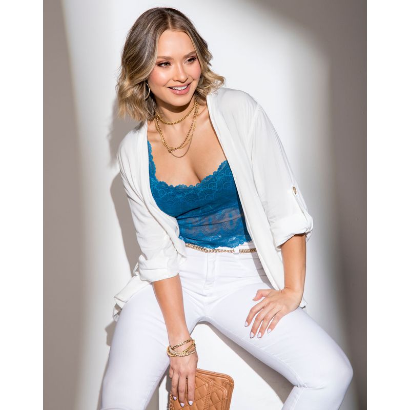 Crop Top Mujer Azul Petroleo Mp 92547