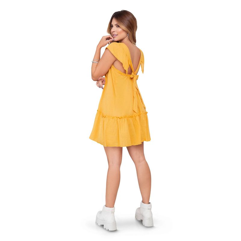 Vestido Corto Juvenil Femenino Mostaza ATYPICAL