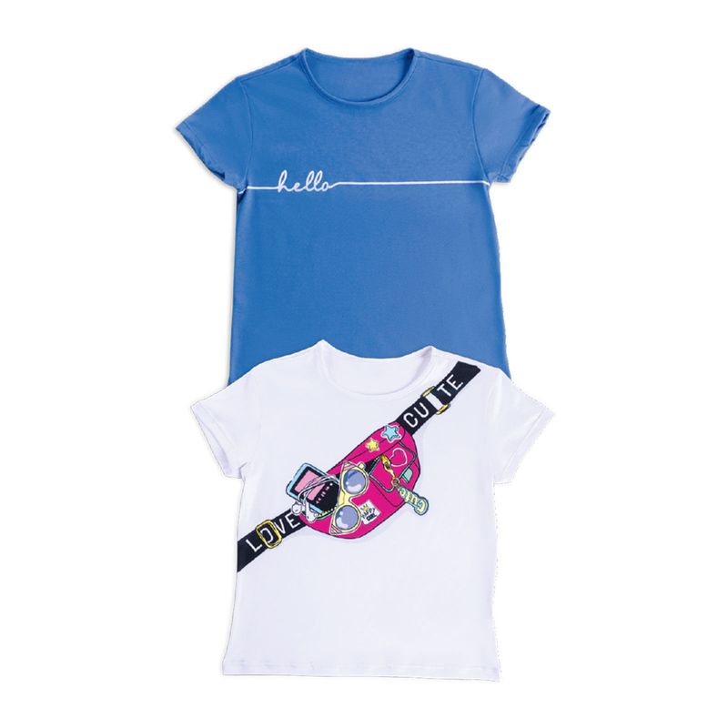 Camiseta Paq X2 Infantil Femenino Multicolor Mp 6080