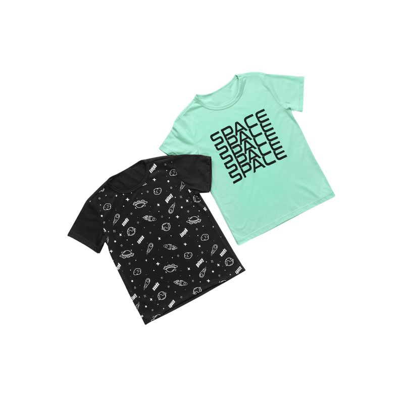 Camiseta Paq X2 Infantil Negro Mp 92413