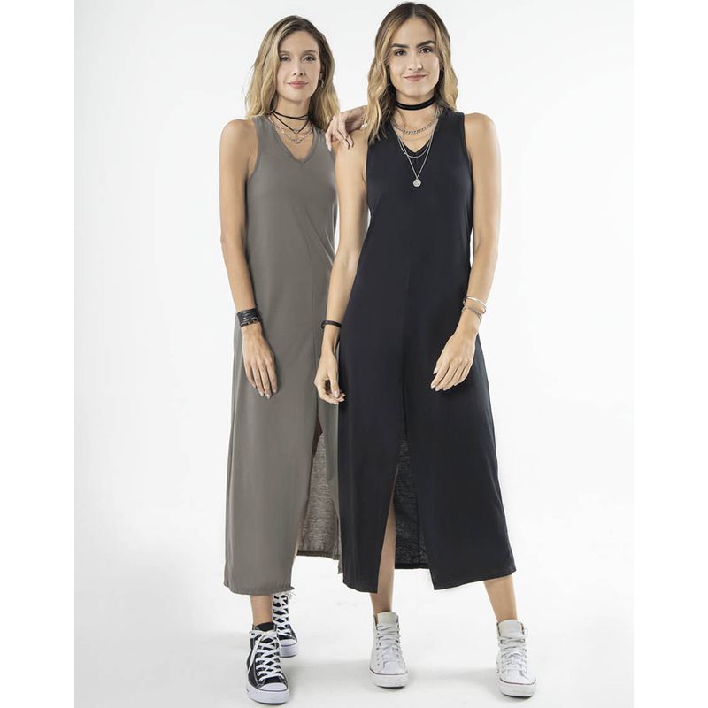 Vestido Largo Mujer Negro Rutta 9895
