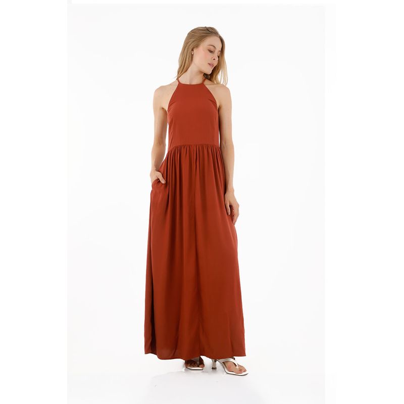 Vestido Largo Anaira Terracota