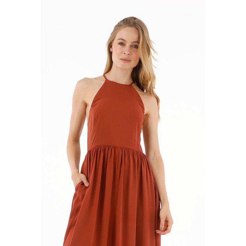 Vestido Largo Anaira Terracota